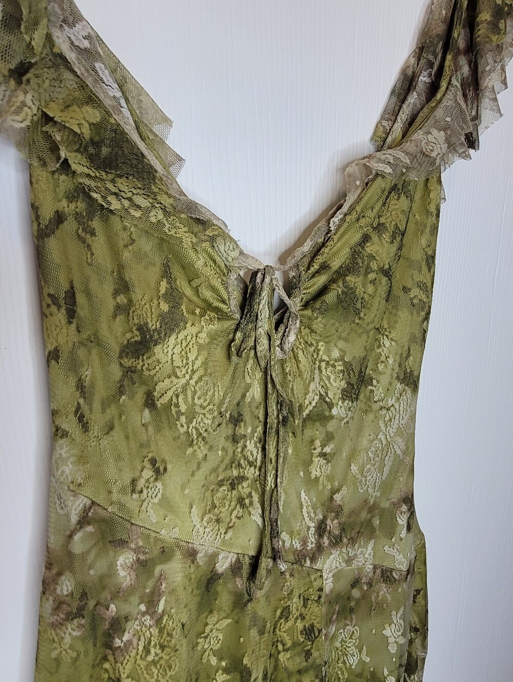 Urban Outfitters Hyacinth Asymmetrical Mesh Midi Dress M Green Forest Fairy Y2K - Picture 7 of 7